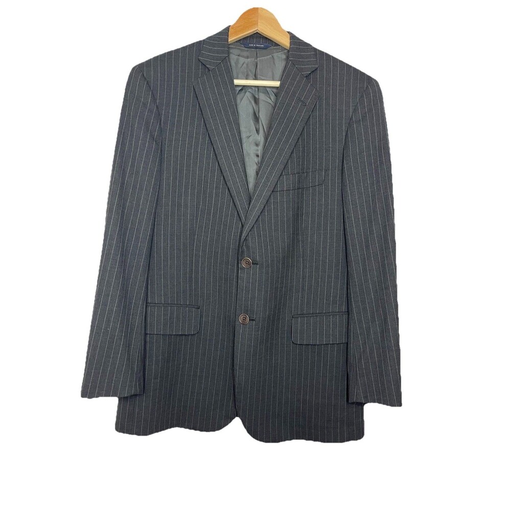 Brooks Brothers Men's 38S Black Pin Stripe Wool Blazer Jacket Double Button